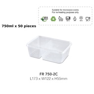 Felton Disposable Microwave Rectangular 2 Compartment Food Container FR 750-2C (750mL x 250 pieces)