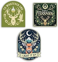 Set 3Pcs The Court of Terrasen to Whatever End Light It Up Sticker ACOTAR SJM Quote Bookworm Romanta