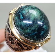 Cincin Batu Alam Badar Besi Warna Unik Antik Hijau Hitam Asli Natural