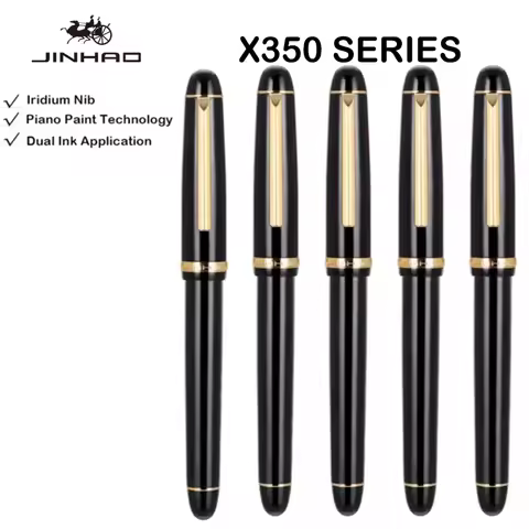 1/5 PCS JINHAO X350 Fountain Pen Calligraphy Metal Writing Ink Pen Golden EF F Nib Business Office S