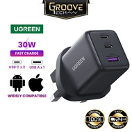 UGREEN 30W GAN Charger 3-Ports USB-C PD 3.0 QC USB-A Fast Charging Adapter Type-C UK Plug Apple iPho