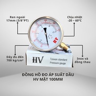 Pneumatic Pressure Gauge, 100mm HV Oil Face