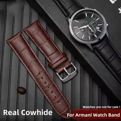 Genuine Leather Watch Strap for Men and Women For Armani AR1945 1946 AR2500 2502 1981 Cowhide Watch