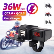 12V Motorcycle Mobile Phone Charger Motorcycle Dual USB Charger Socket Waterproof with Voltmeter