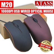 Lenovo M20 USB 1000 DPI Wired Mini Optical Mouse BLACK COLOR ONLY. B100 MX350 M100R M238 B170 MX450 