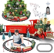 Neragron Christmas Train Set, Christmas Train Sets for Under The Tree, Remote Control Train with Sounds and Light, Cargo Car and Tracks, Electric Train Toy Gift Toys for Age 3 4 5 6 + Kids