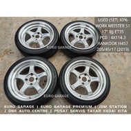 USED RIM + TYRE 17 4X114.3 WORK MEISTER S1 waja persona gen2 satria neo sentra livina