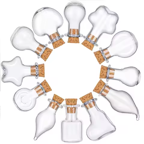 (100pcs) Mini Glass Bottle with Cork Wish Pendants Favor Souvenir Charm DIY 1-2 ml