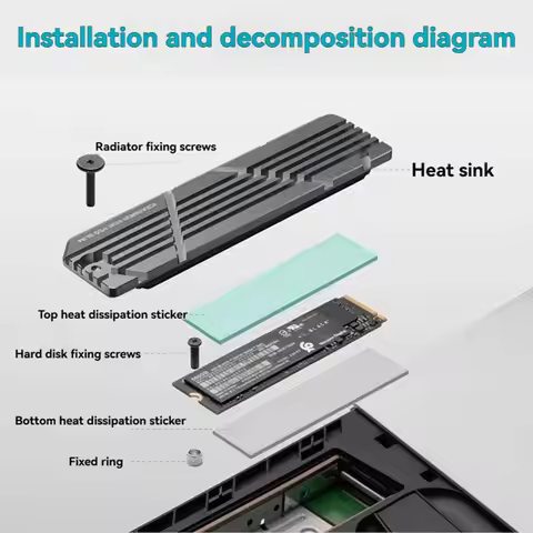 *A99Z For PS5 Slim/Pro SSD Heatsink with Thermal Pads Solid State Drive Cooler SSD Cooling Mounting 