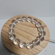 CLEAR QUARTZ CUTTING HQ Genuine Stone Bracelet 12mm circumference length 19cm