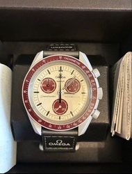 OMEGA Swatch MoonSwatch Mission to Pluto SO33M101 Grey Wine Red Dial New W/Box
