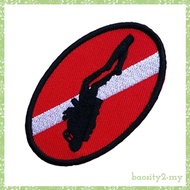 [BaositybbMY] Scuba Diving Diver Oval Flippers Flag Iron On Patch for Backpack Scrapbook Red x 4.5cm