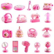 Children play home small appliances mini kitchen washing machine rice cookertoy Pink refrigerator lamp