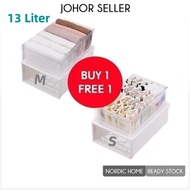 【NordicHome 13L Multipurpose Wardrobe Clothes Stackable Storage Box Drawer Box Underwear Box