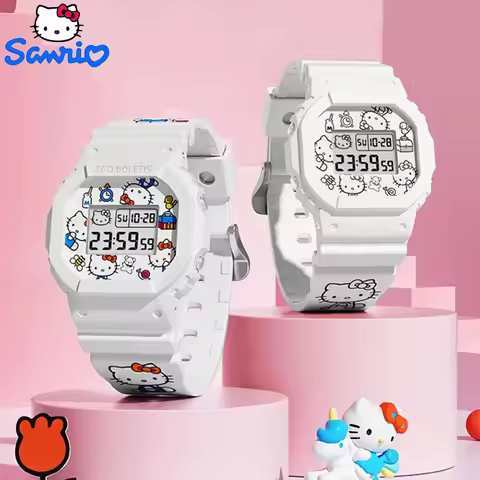 Sanrio Hello Kitty Watch LED Digital Watchs Student Versatile Silicone Watch Children's Wrist Watch 