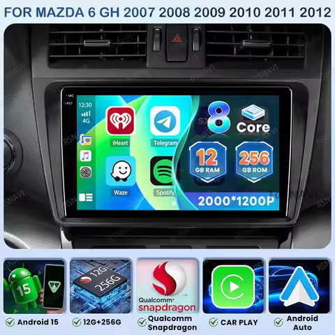 Android 15 Car Radio For Mazda 6 GH 2007 2008 2009 2010 2011 2012 GPS Multimedia Video Player 5G WIF