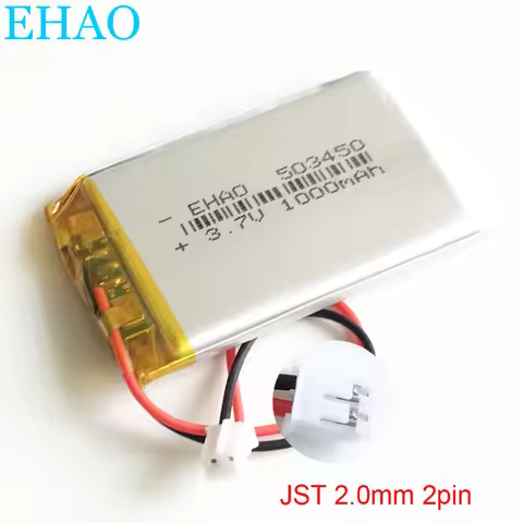3.7V 1000mAh 503450 Lithium Polymer LiPo Rechargeable Battery JST PH 2.0 2pin Plug For Mp3 Smart Wat