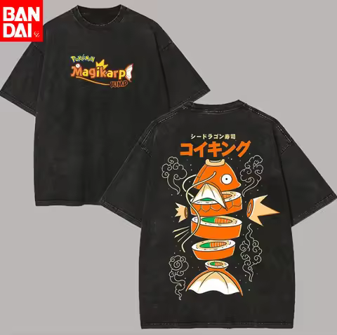 Pokemon Charizard Blue Flame Print T Shirt Men 2026 Summer Vintage Acid Wash Oversized Tee Anime Str