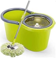 WZHZJ Mop Stainless Steel ABS Bucket, 360° Rotating, Rotating and Bucket wth Microfiber Rotating Heads