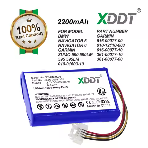 XDDT 3.7V 2200mAh GPS, Navigator Battery 616-00077-00 for Garmin Zumo 590, Zumo 590LM, Zumo 595, Zum