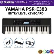 Yamaha PSR-E383 61 Key Portable Keyboard with Original Adapter, Music Rest and Dust Cover (PSRE383 P