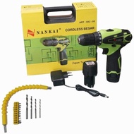 Mesin Bor Cas Charger 12V HDT / NANKAI  Cordless Drill Set Mata Bor