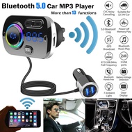 [โปรโมชั่น] บลูทูธแฮนด์ฟรีชุดอุปกรณ์ติดรถยนต์เครื่องชาร์จเครื่องเล่น MP3 เครื่องส่งสัญญาณ FM ในรถยนต์ QC 3.0 การ์ด TF เครื่องเล่น MP3