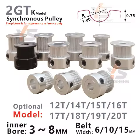 DIY CNC 3D Printers 2GT Timing Belt Pulley G2M Synchronous Wheel Multiple Teeth Options Available 12
