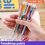6 Color Transparent Pen Ballpont Pen Six-in-One Color 10 Colors Ballpoint Stationery Mechanical Colo