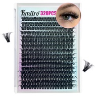 80D Fluffy Lash Clusters 320Pcs Thick Cluster Eyelash Extensions D Curl Wispy Individual Lashes 9-16