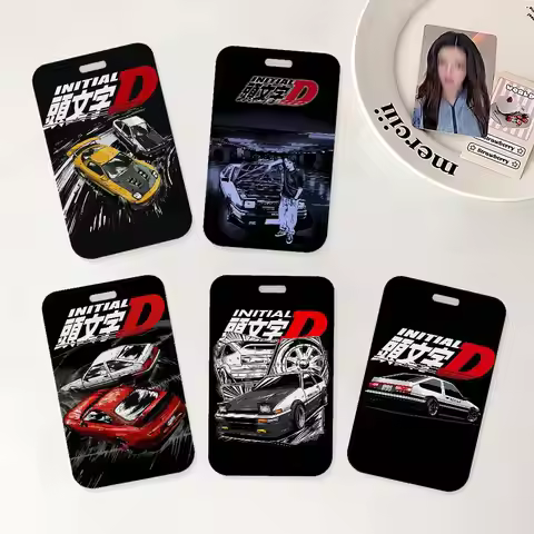 Anime I-Initial D ID Badge Holder With Lanyard Neck Strap For Office School Name Card Credentials Ca