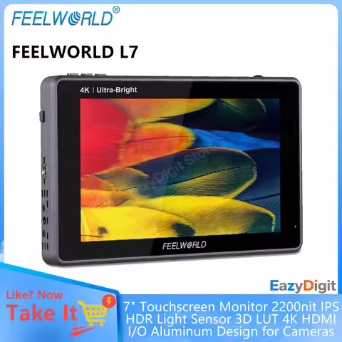 FEELWORLD L7 7" Touchscreen Monitor 2200nit IPS HDR Light Sensor 3D LUT 4K HDMI I/O Aluminum Design 