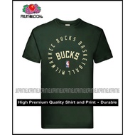 Fruit of the Loom Milwaukee Bucks Basketball Soft Premium 100% Cotton T-shirt