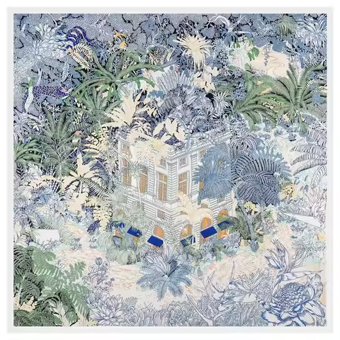 130Cm French New Secret Garden Plant Jungle Ladies Versatile Twill Shawl Large Square Scarf Fashion 