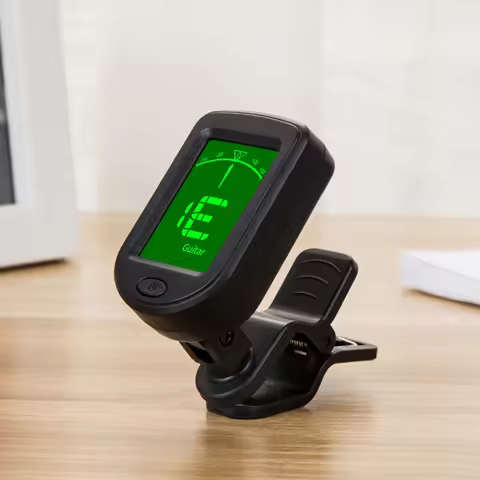 LCD Display Digital Clip-On Tone Tuner 3V Button Battery Clip-On Tuner Bass Violin Ukulele Tuner for