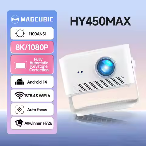 Magcubic HY450MAX 1100 ANSI Lumens Projector 1080P Wifi6 Beam 8K Native Android 14 Portable Projecto