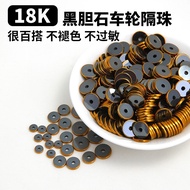 18k Gold-Plated Black Gallstone Spacer 4/6/8mm Wheel Small Spacer Beads Handmade diy Bracelet Spacer