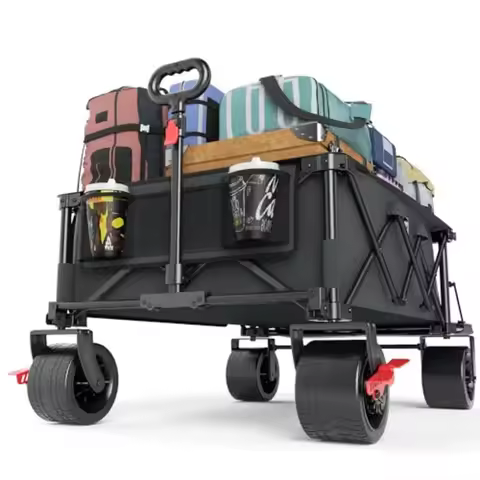 600L Beast Wagon 26 W Extra Wide All Terrain Folding Cargo Cart with Big Wheels and Tailgate 26 W x 