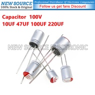 [1-5pcs] 100V DIP Solid Electrolytic Capacitor 10UF 47UF 100UF 220UF Capacitor New Source