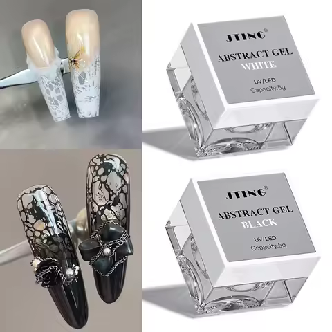 1Jar JTING 5g Lace Base Gel Nail Polish Black/White Abstract French DIY Design Gel Nail UV Semi-Perm