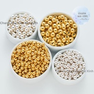[50gram] Gold and Silver Plated ABS Plastic Round Beads - 2 Sizes 4mm 6mm - Charm Accessories Mixed 