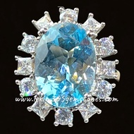 แหวนอัญมณีบลูโทแพซ หินแห่งความรักและความโชคดี Size51