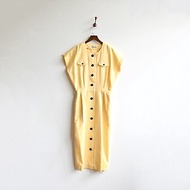 【蛋植物古著】朝陽日本製麻紗短袖古著洋裝