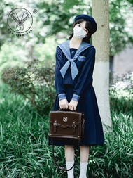 Quần Áo Học Sinh Nhật Bản JK Màu Xanh Tím Đậm Chính Thống Quần Áo Thủy Thủ Trung Tính Quần Áo Học Si