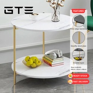 GTE Modern Minimalist Premier Quality Small Round Table Nordic 2 Layer Round Coffee Table - Fulfille