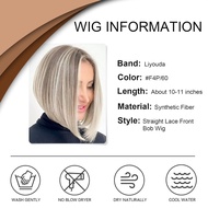 Ombre Blonde Bob Wig Lace Front Bob Wig for White Women Blonde Ombre Wig Bob Middle Part Blunt Cut B