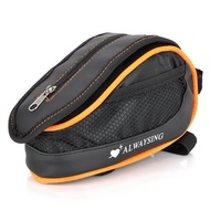 Bike Bicycle Cycling Frame Pannier Front Tube Saddle Bag Pouch w/ Rain Cover - Black + Orange