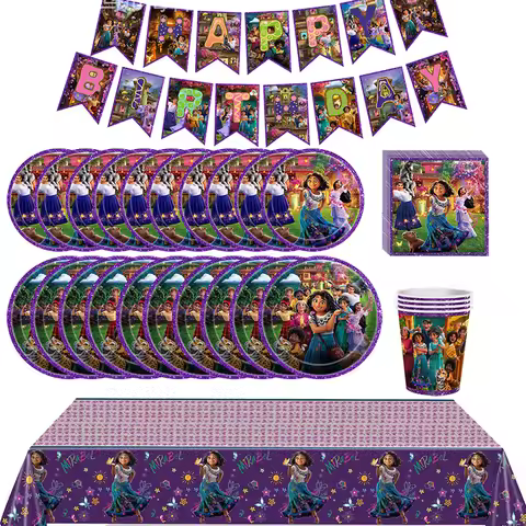 Encanto Birthday Decoration Set Mirabel theme Balloon Banner Plate Napkin Cup Straw Decor Party Supp