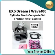 ( Racing 56MM ) EX5 Dream / Wave100 Wave 100 Wave-100 Cylinder Block Complete Full Set 56 MM Blok Ki