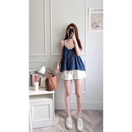 [1588] 2509 Sling Hot Girl Denim Breast-Showing Top C96